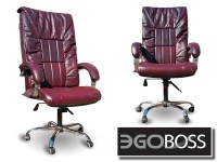Офисное массажное кресло EGO BOSS EG1001 Maroon в комплектации ELITE натуральная кожа - магазин СпортДоставка. Спортивные товары интернет магазин в Волжском 
